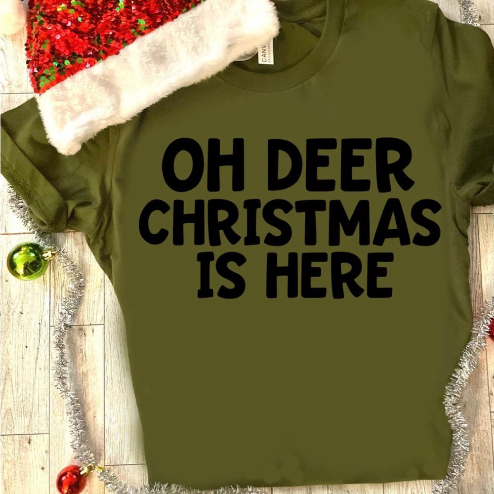 Custom made holiday tees with punny phrases, get it?